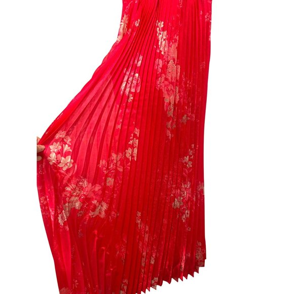 Taylor Red Pleated Halter Maxi Dress Size 2 NEW - Picture 6 of 9